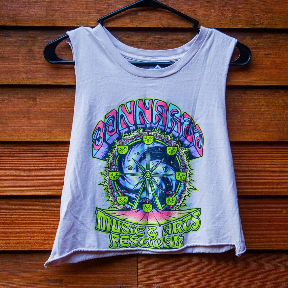 Light purple 2023 Bonnaroo Music Festival cropped tank, size small